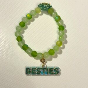 Green flower,Besties charm bracelet